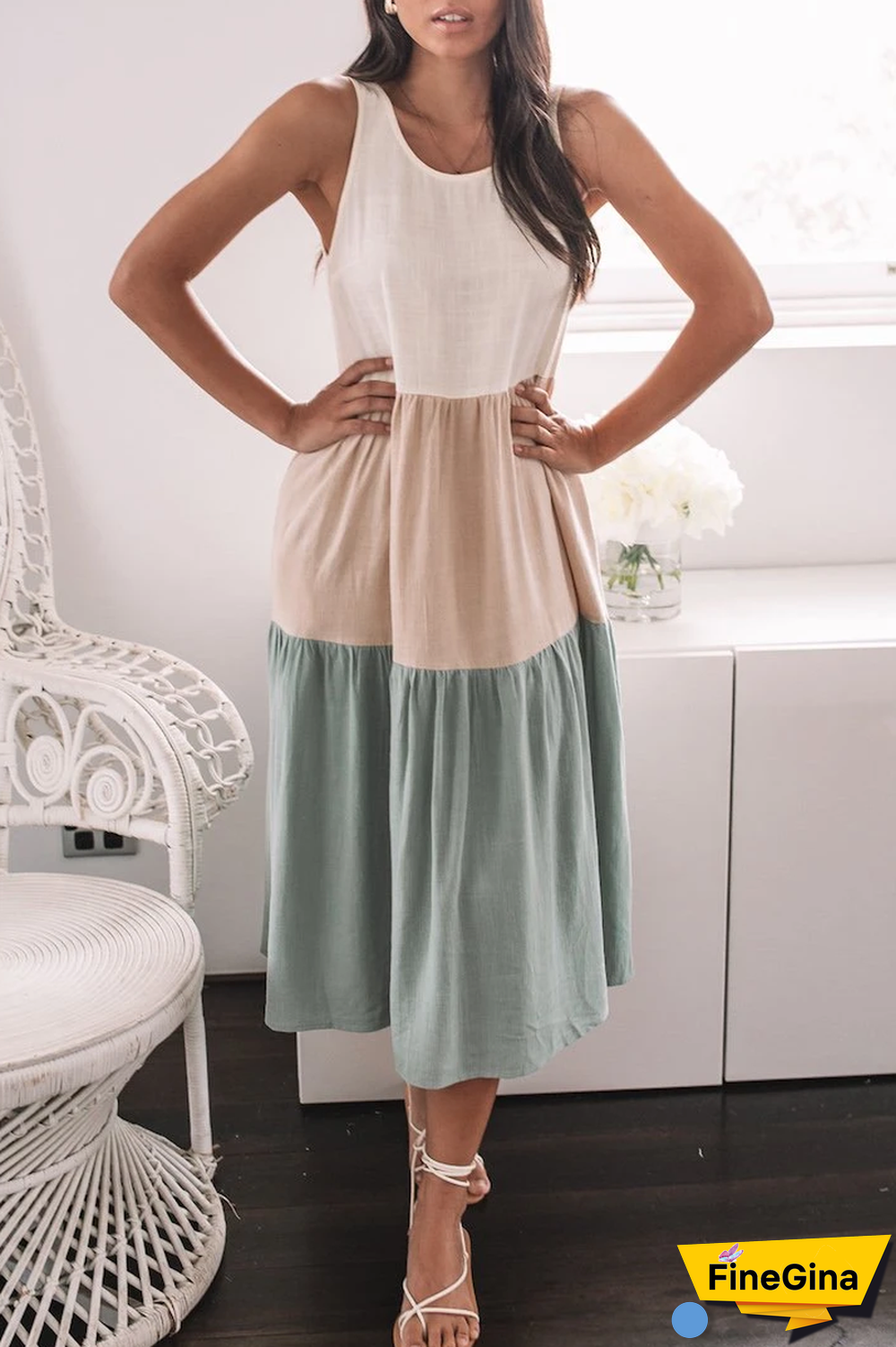 KarliDress Block Print Settle Midi Dress P12430