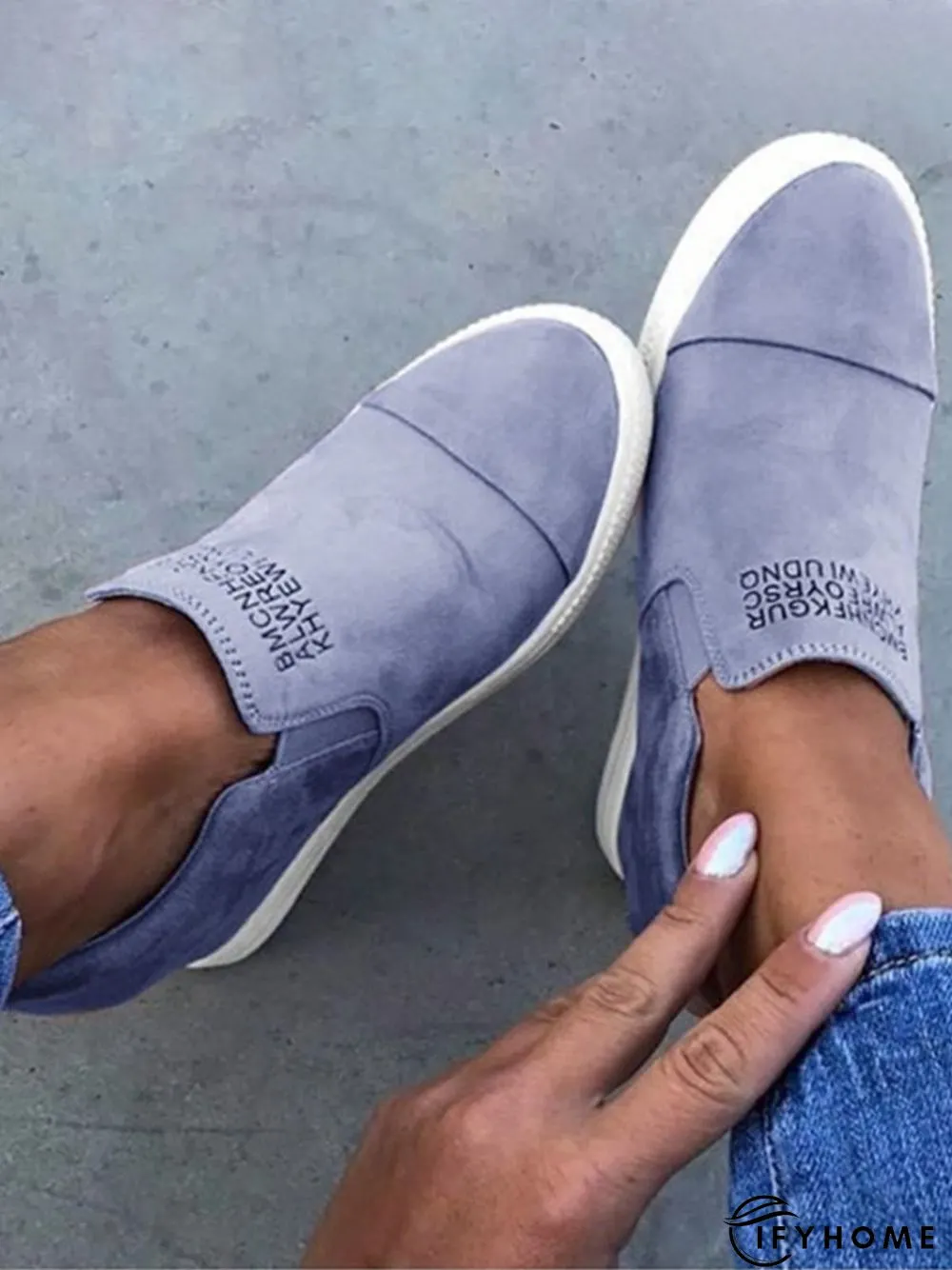Letter Stitching Inner Heightening Round Toe Wedges | IFYHOME