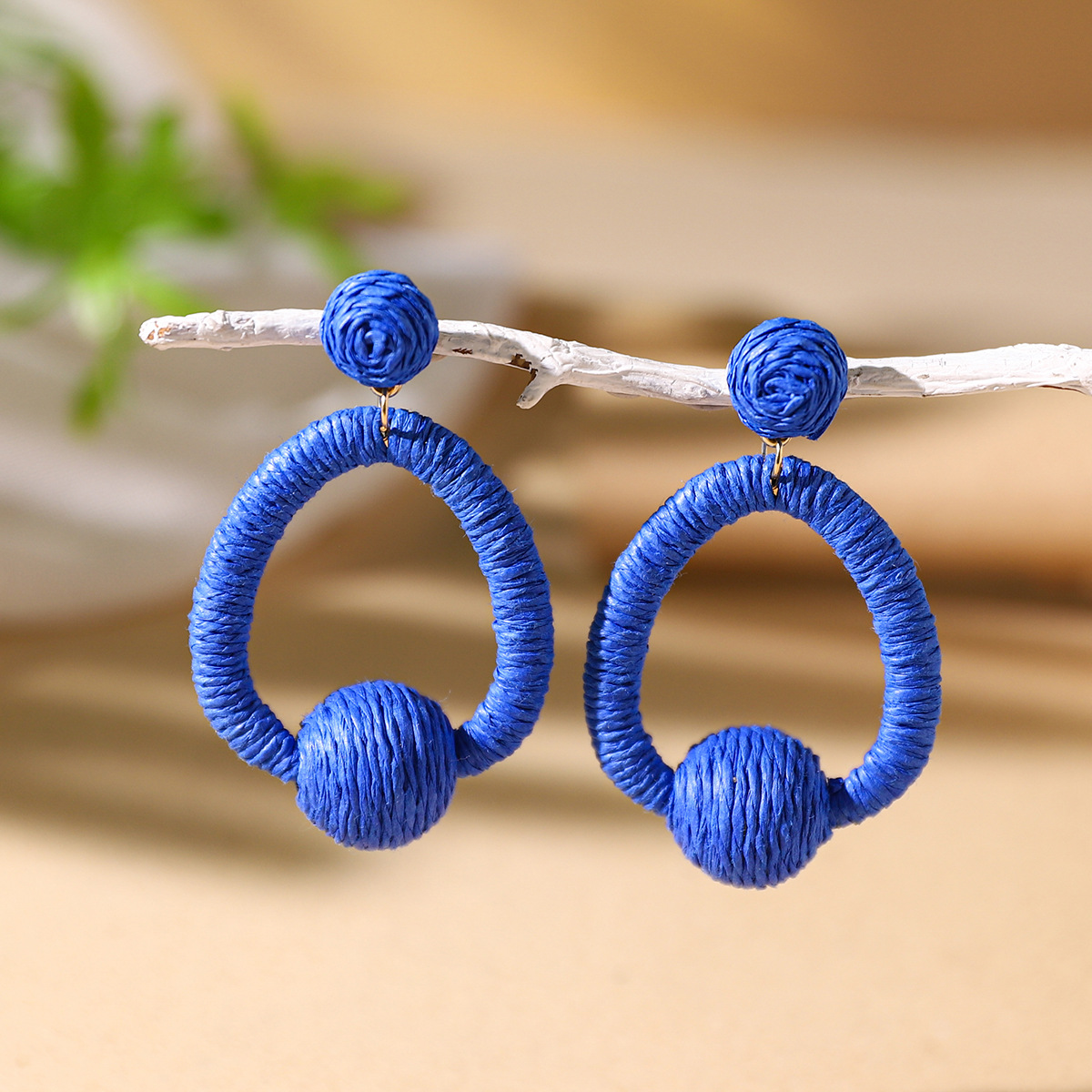 Women's Holiday Bohemian Style Raffia Hand-woven Earrings