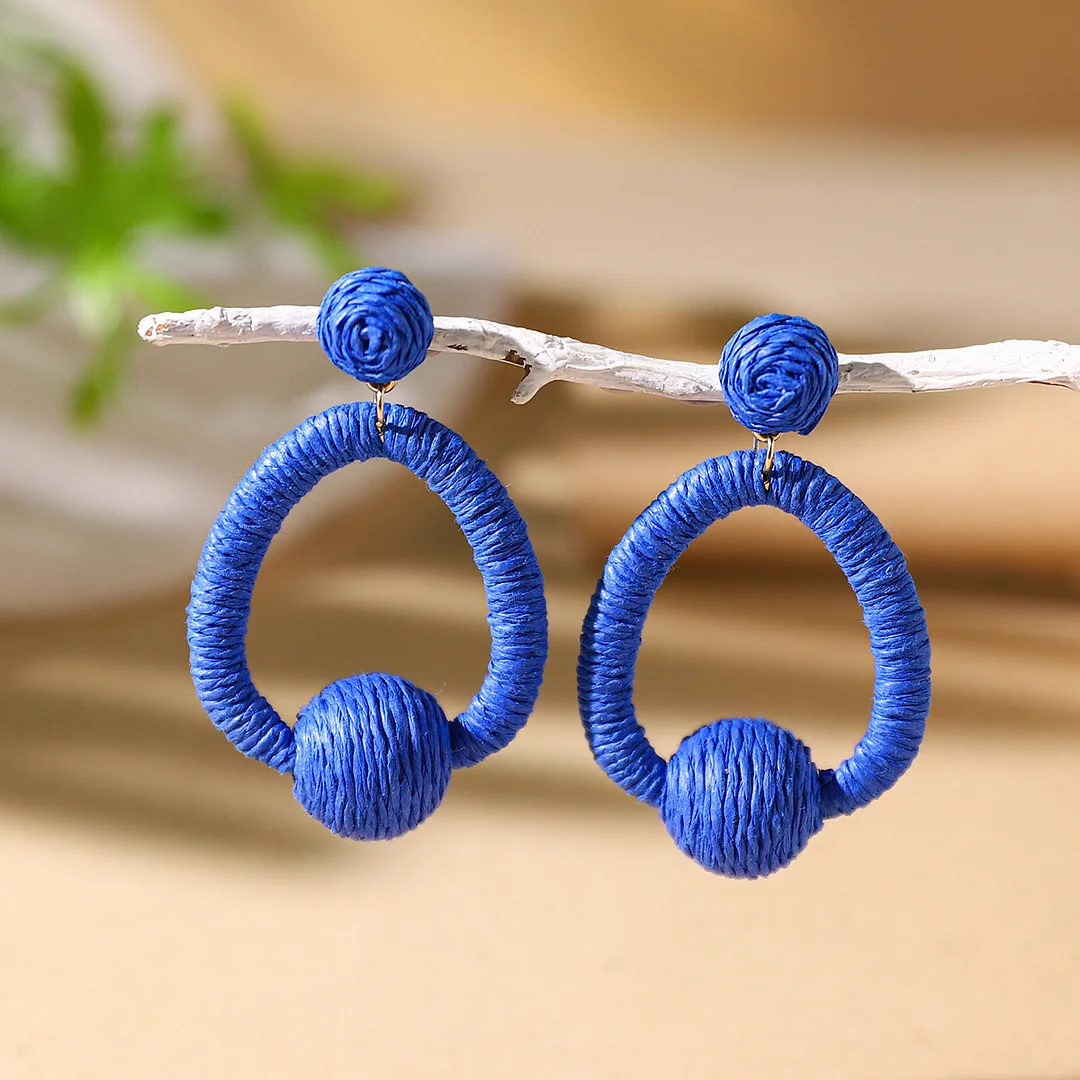 Women's Holiday Bohemian Style Raffia Hand-woven Earrings