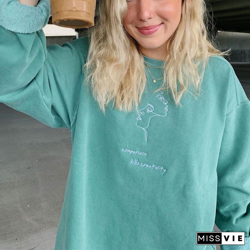 Modern Casual Printed Color Long Sleeve Sweatshirt