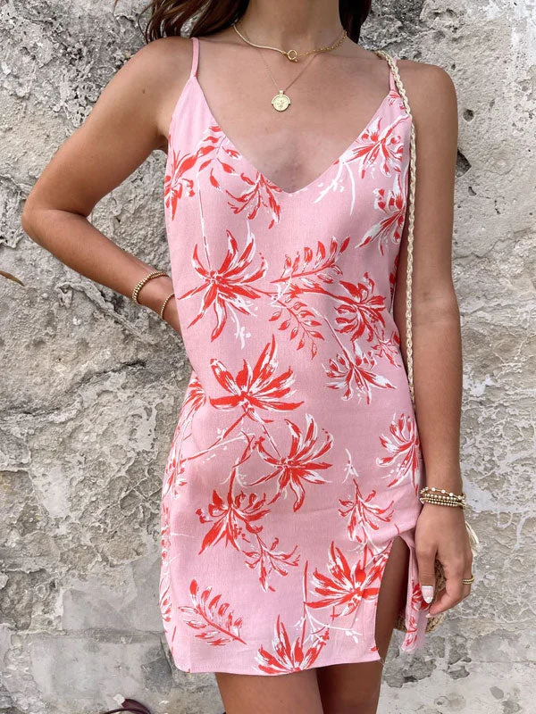 V neck satin dress