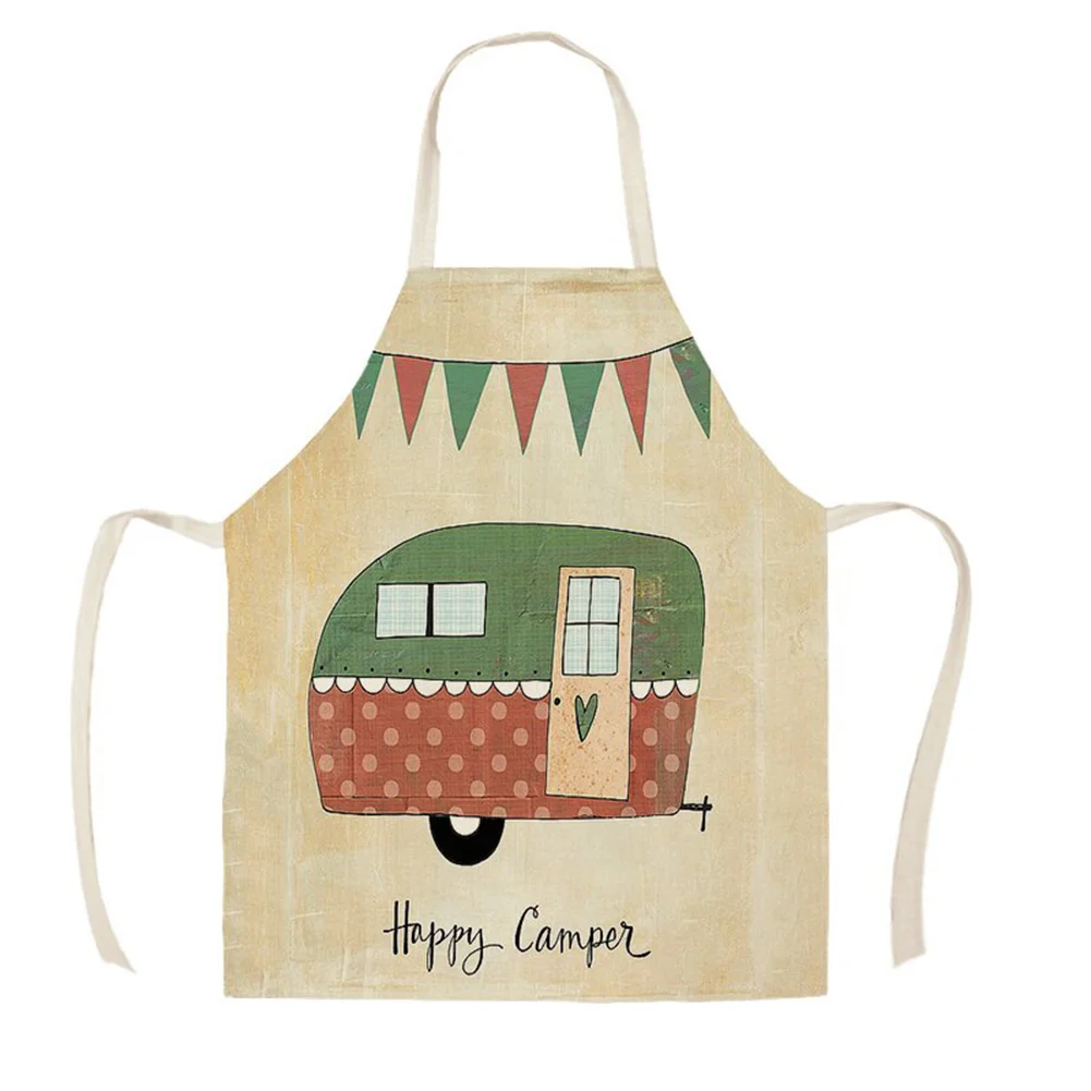 Linen Print Apron - Car - 68x55cm