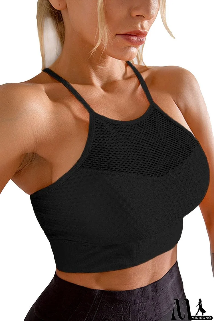 Mesh Splicing Textured Active Sports Bra