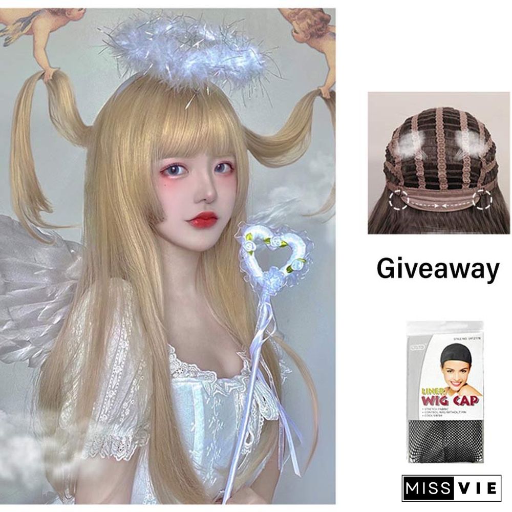 Princess Cut Wig Long Straight With Air Bangs