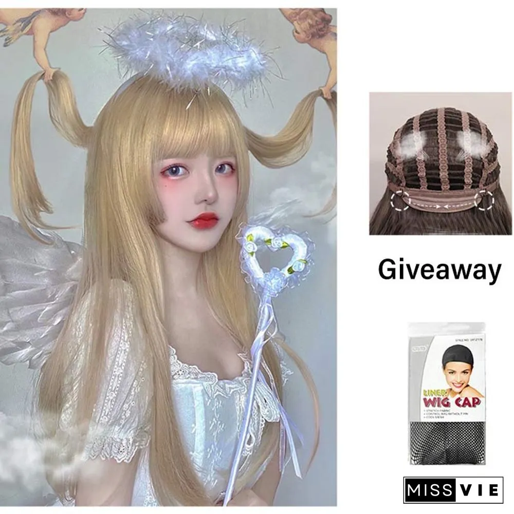 Princess Cut Wig Long Straight With Air Bangs