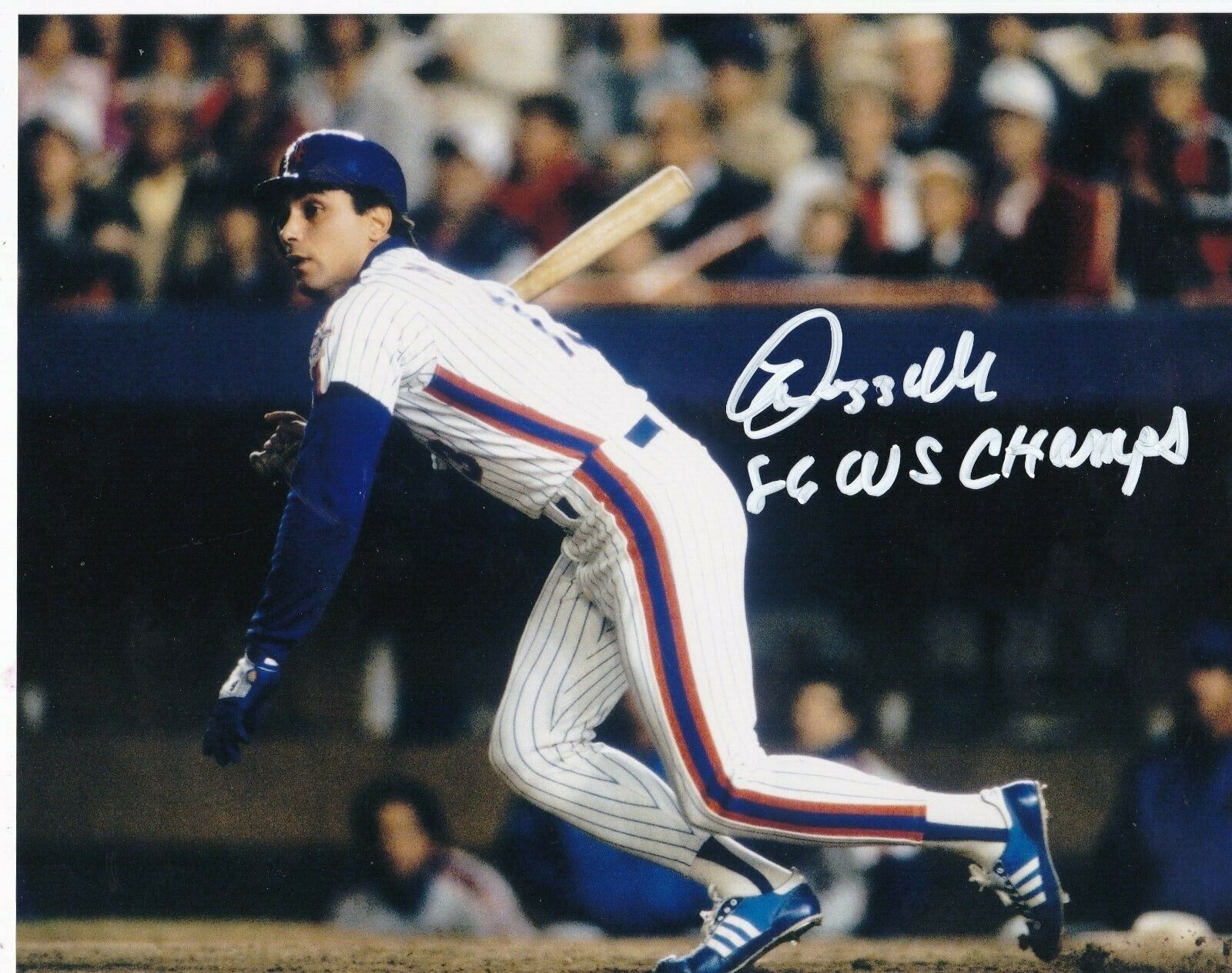 LEE MAZZILLI NEW YORK METS 86 WS CHAMPS ACTION SIGNED 8x10