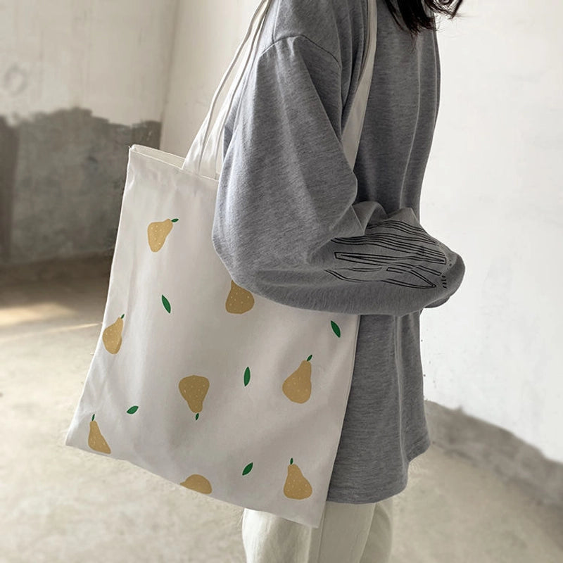 Unisex Canvas Fruit Streetwear Square Open Canvas Bag