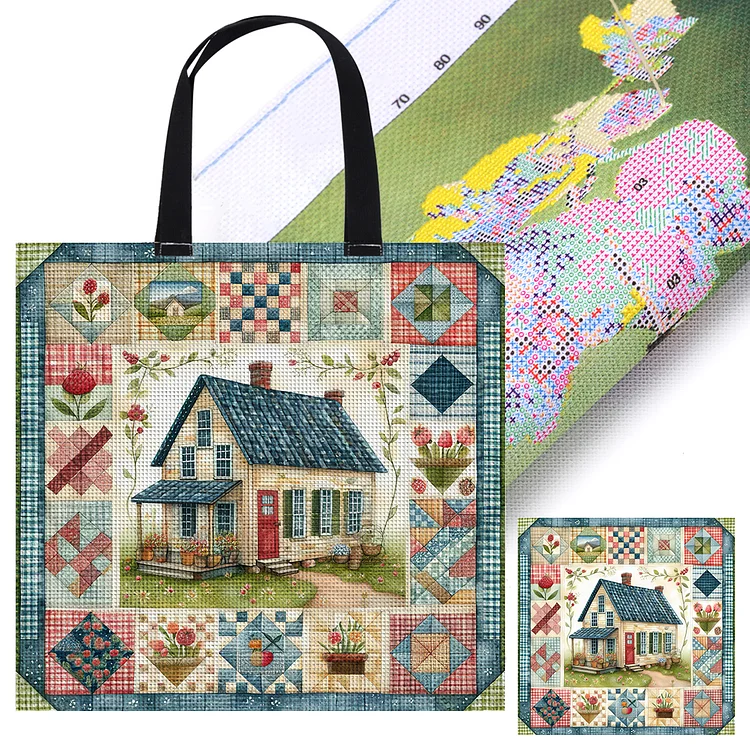 11CT Colored House Hand Needlepoint Kit Bag DIY Sewing Project Bag for Beginners
