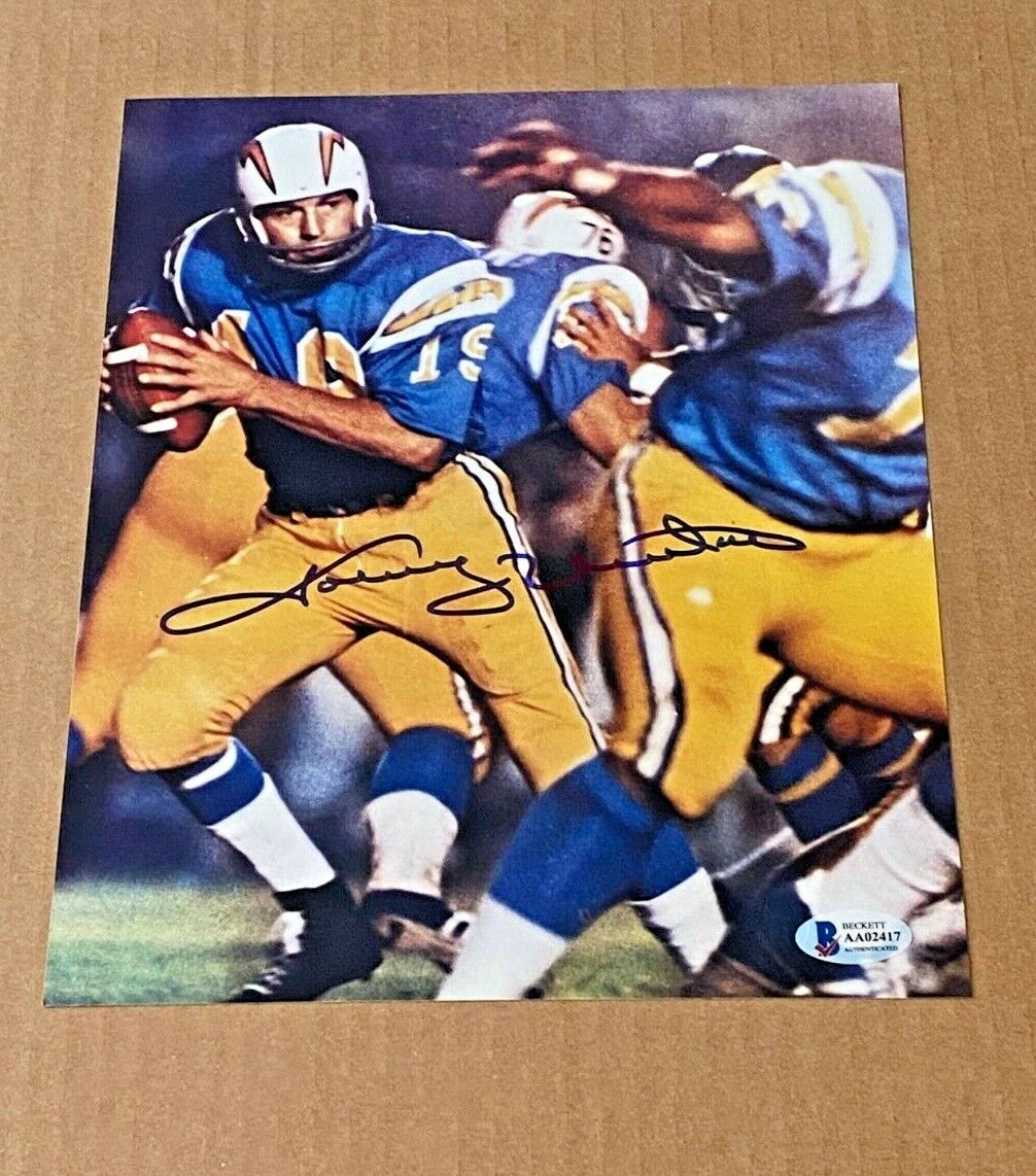 JOHNNY UNITAS SIGNED SAN DIEGO CHARGERS 8X10 Photo Poster painting BECKETT FULL LETTER