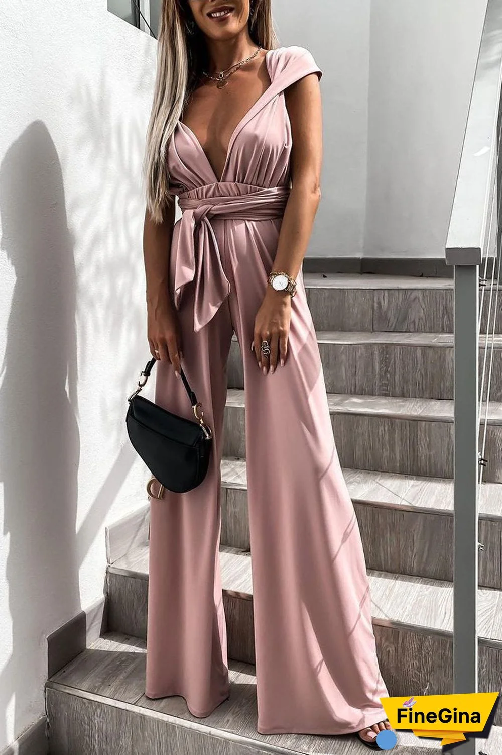 Sleeveless Back Criss Cross Jumpsuit