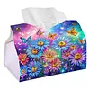 (24cm)Diamond Art Tissue Box Cover DIY PU Desktop Organizer Large(Flower)