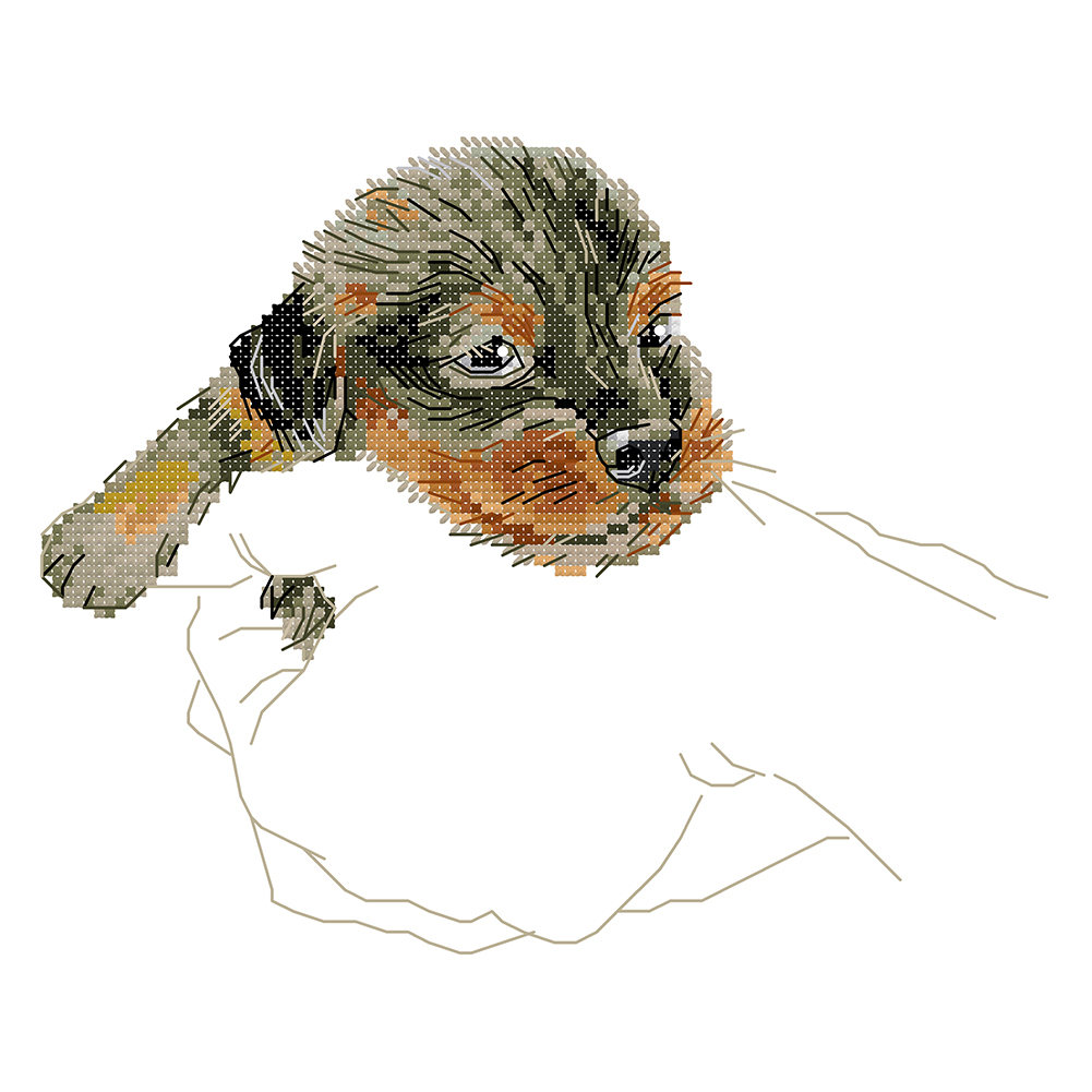 

Little Dog Palm - 14CT Stamped Cross Stitch - 26*20CM, 501 Original