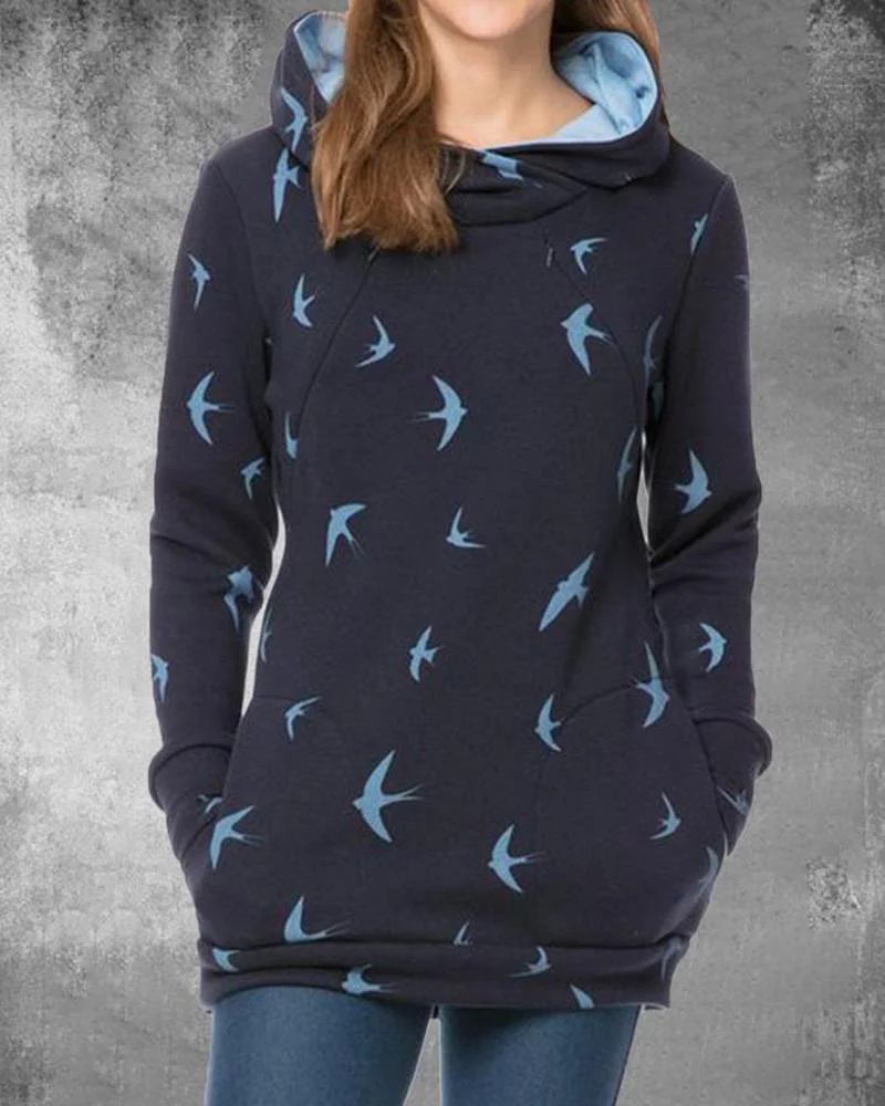 woman's casual long-sleeved hooded sweatshirt-111004