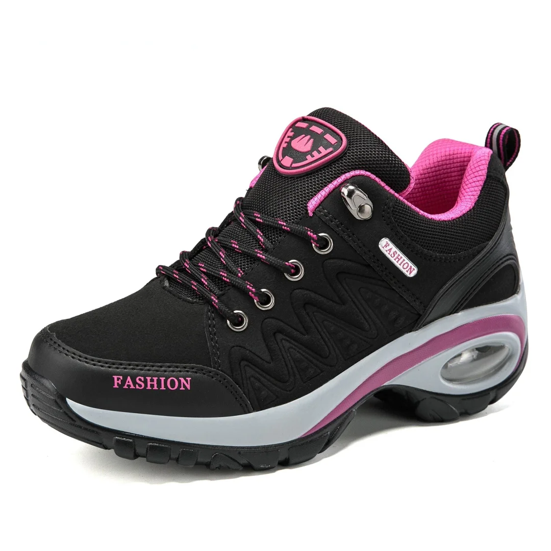 Qengg Womens Air Cushion Athletic Walking Sneakers Breathable Gym Jogging Tennis Shoes Fashion Sport Lace Up Platform Tenes Feminino
