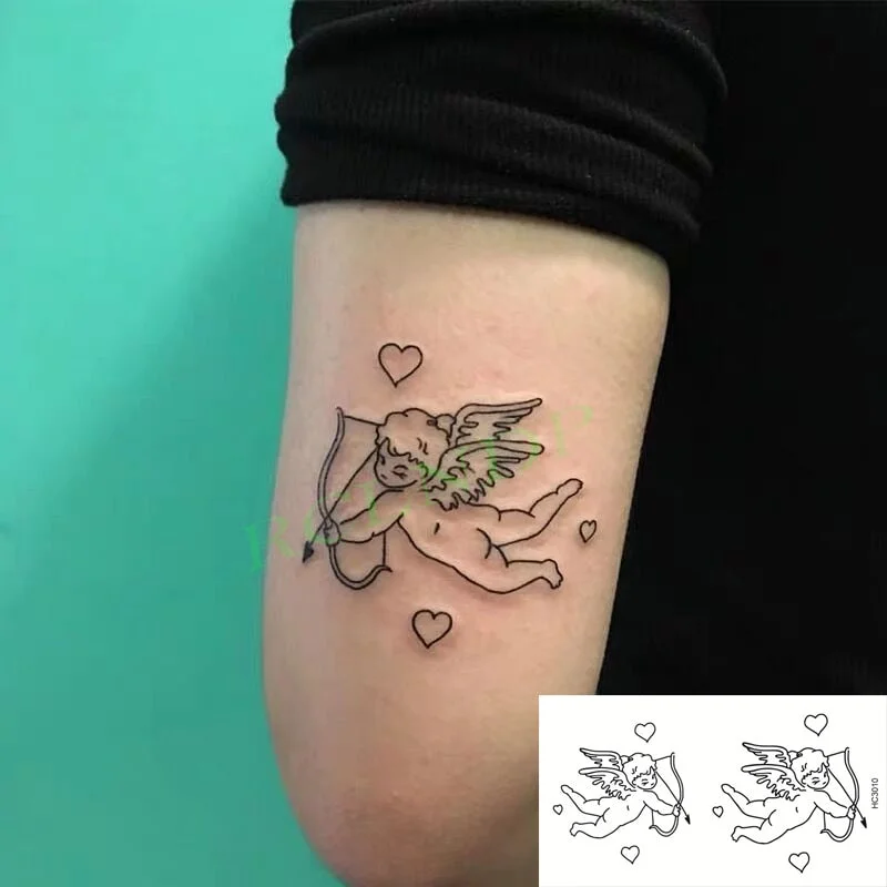Waterproof Temporary Tattoo Sticker ins Angel wings Cupid bear Cartoons cute Body Art flash tatoo fake tatto Women Men