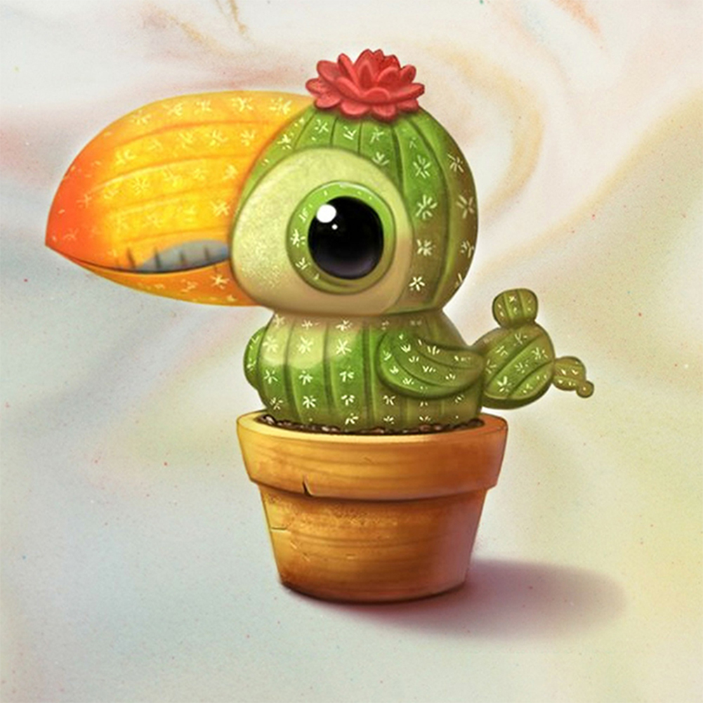 

30*30CM - Round Drill Diamond Painting - Toucan Cactus, 501 Original