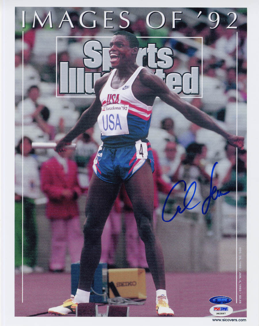 Carl Lewis SIGNED Sports Illustrated Print Olympic Gold PSA/DNA AUTOGRAPHED