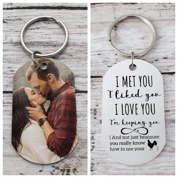 Personalized Photo Keychain for Couple "I MET YOU I LOVE YOU" Valentine's Day Gift
