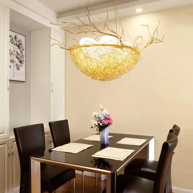 Led Bird Nest Modern Gold Ceiling Chandelier Vintage Oriental Industrial Nordic Lustre Lamp For Living Room Pendant Birds Lights