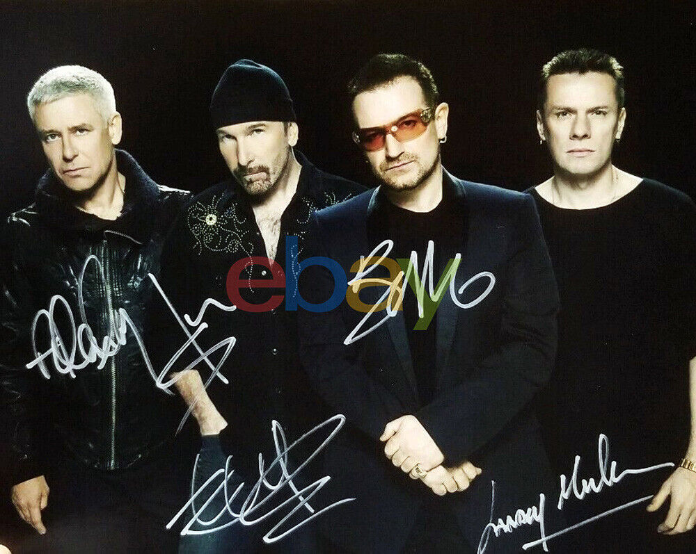 U2 Hand Signed Autograph Signature 8 x 10 Photo Poster painting reprint