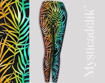 pornhint Pornhint Leggings Tropical Style Psychedelic Natur- Active Wear, Workout ,yoga Gym Clothing, Goa-Festival