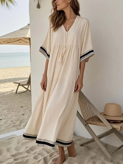 Women Summer Loose Striped Print Dress