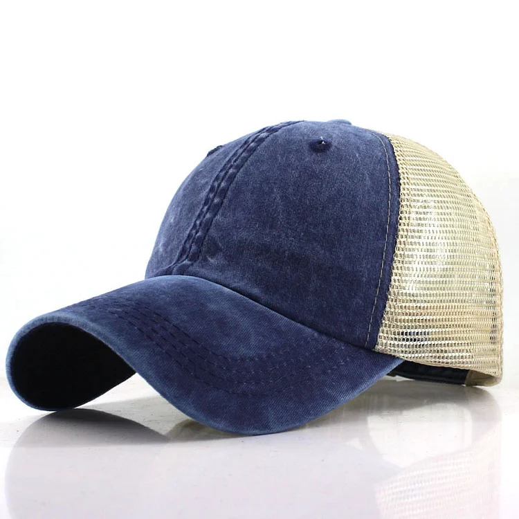 Vintage Washed Baseball Cap for Women Men Mesh Baseball Cap Gorras Snapback Caps Casquette Dad Hat Outdoors Fishing Cap