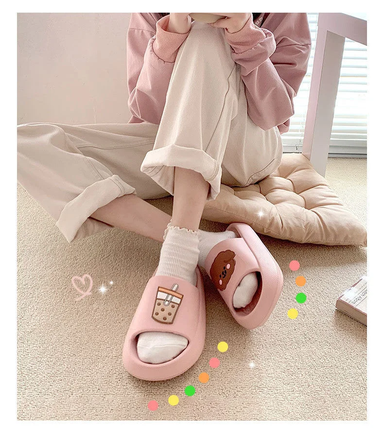 2022 Summer Women Thick Sole Slippers Indoor Home Non-Slip Slipper Casual Beach Slides EVA Household Cartoon Dog Animals Shoes