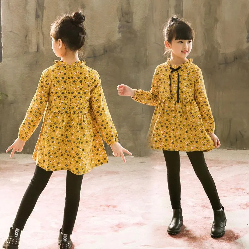 2020 Spring Autumn Girl Dress Cotton Long Sleeve Children's Dress Floral Kids Dresses for Girls Fashion Girls Princess Clothing