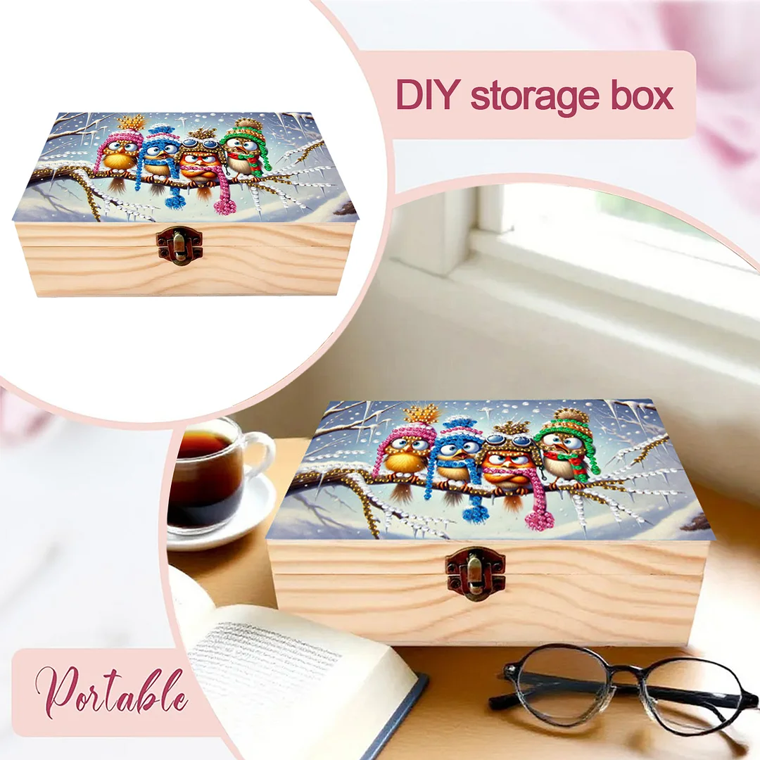 Bird DIY Wooden 5D Diamond Art Diamond Art Storage Box for Adults Gifts Desktop