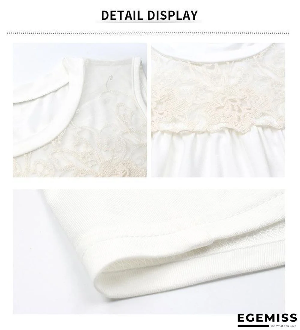 Long T-shirt Sleeveless Lace Women's Top | EGEMISS