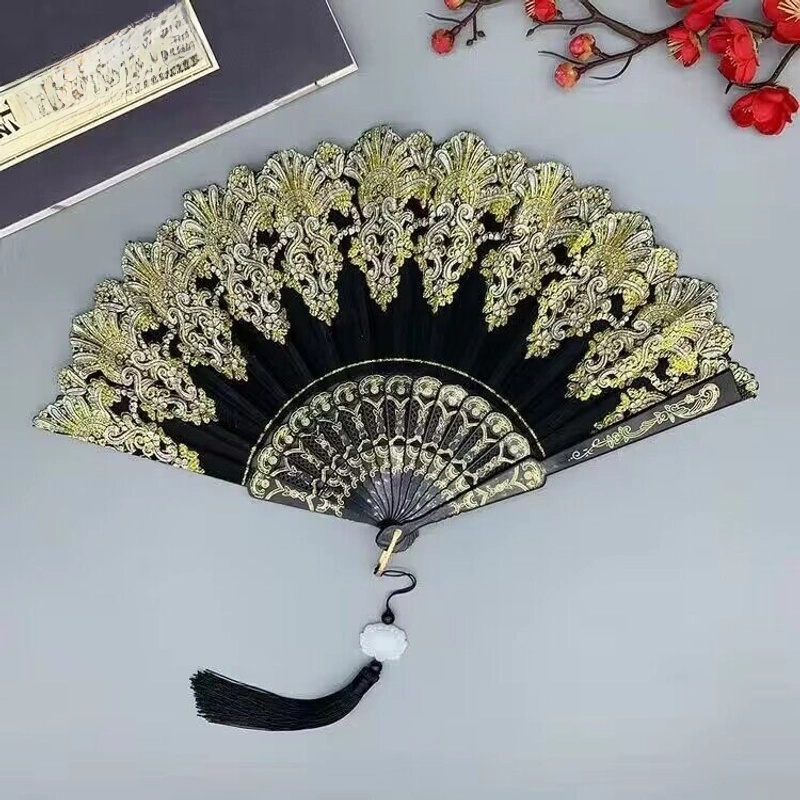Single Flower Folding Fan Chinese Style Fan Dance Fan Wing Chun Fan Plastic Hanfu Fan European Style Fan Folding Fan