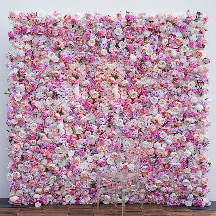 A7870 5D Pink Rose Peony Rolling Up Cloth Curtain Flower Wall