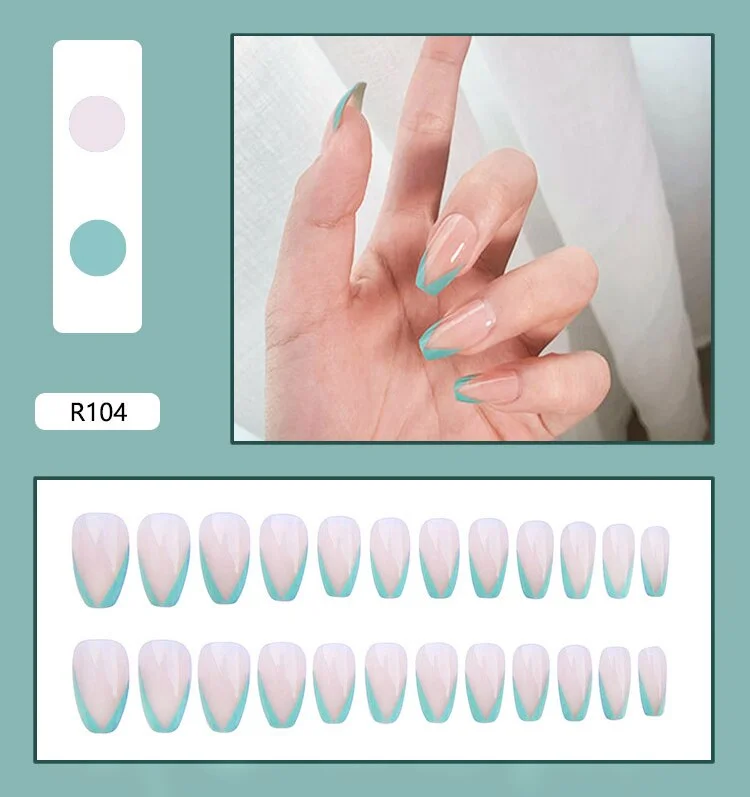 French V Simplicity Elegant Trapezoidal Wearable Fake Nails-Nail Inspo