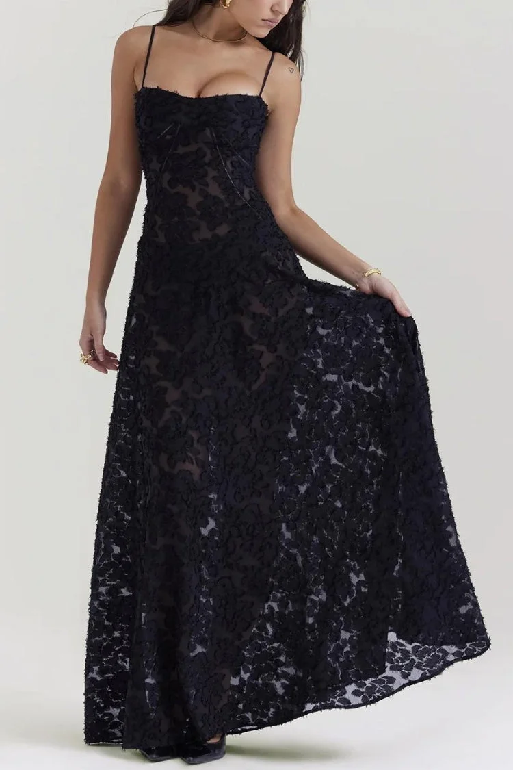 Brownm Lace Up Maxi Dress