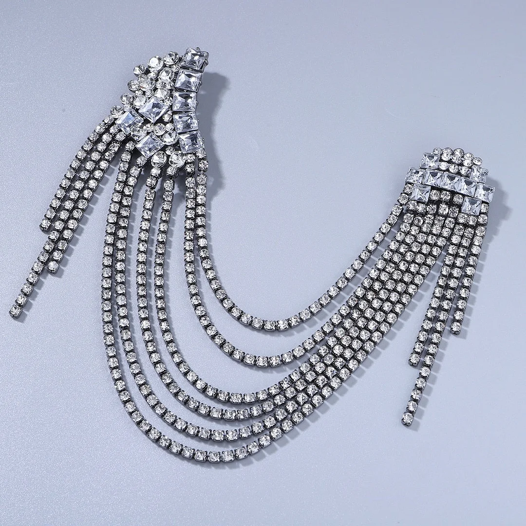 Dvacaman 2022 Trendy Crystal Rhinestone Tassel Shiny Brooches Pins For Women Sweater Coat Wedding Bridal Party Brooch Jewelry
