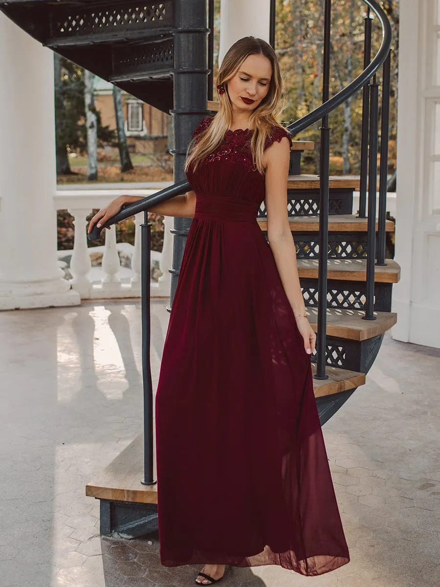 Sophisticated Lace Detail Evening Gown