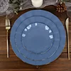 10 Pack | 6" Ocean Blue Hard Plastic Dessert Plates with Gold Ruffled Rim, Heavy Duty Disposable Salad Appetizer Dinnerware