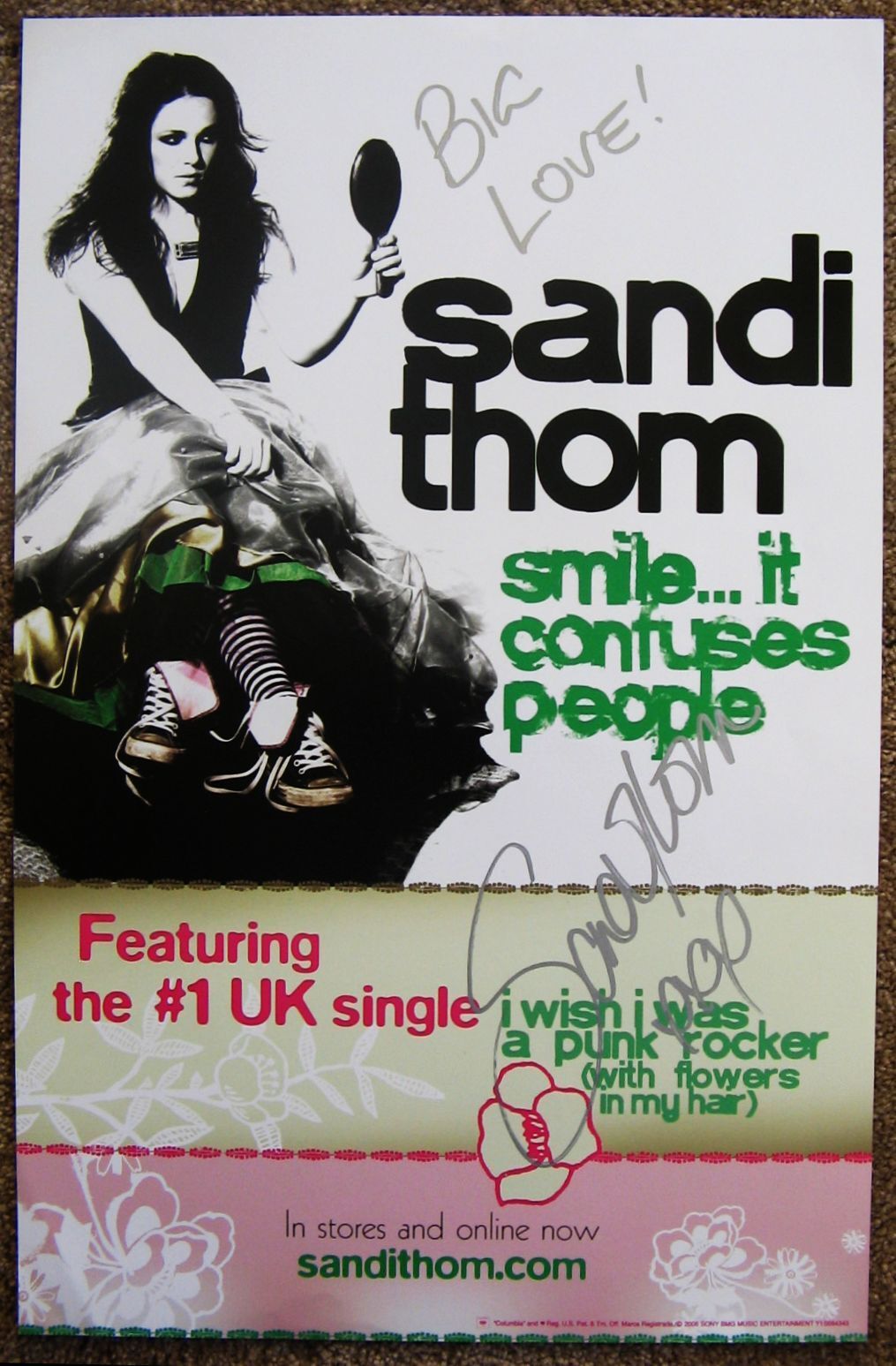 Signed SANDI THOM Album POSTER In-Person w/proof Smile It Confuses Autograph