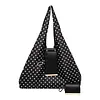 Polka Dot Nylon Storage Shoulder Bag with Key Ring Expandable Keychain Tote Bag Large Capacity Stylish Foldable Tote Handbag for Shopping Travel Commute