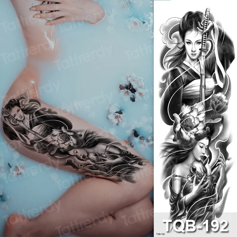 large temporary tattoos women thigh leg tattoo sleeve pattern waterproof tatoo sticker body art sexy tatoo fake water sheet