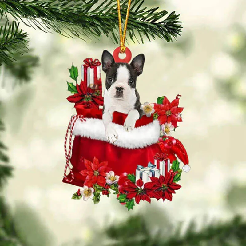 VigorDaily Boston Terrier In Gift Bag Christmas Ornament GB093