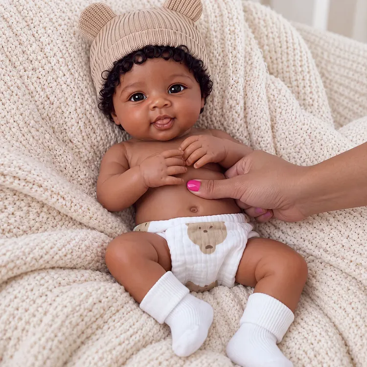 [Pre-Order] Yelora 12&rdquo;/16&rdquo; Silicone Reborn Boy Doll &ndash; Hand-Rooted Hair & White Floral Bloomers