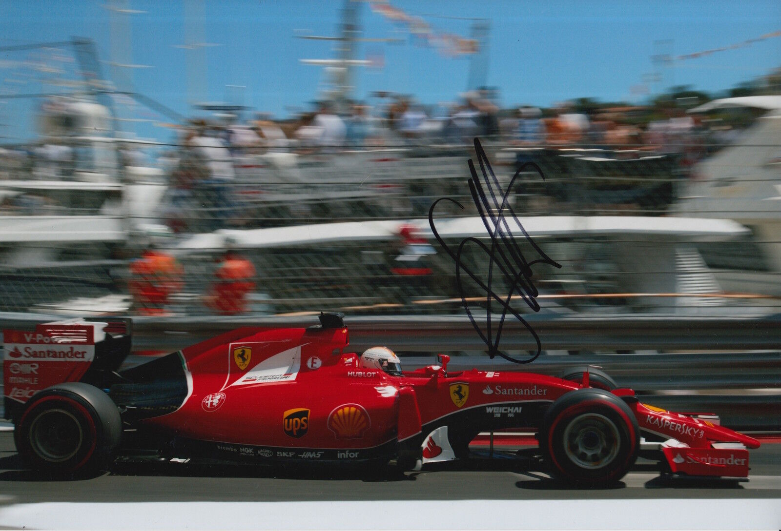 Sebastian Vettel Main Signé 12x8 Photo Poster painting F1 Scuderia Ferrari 19