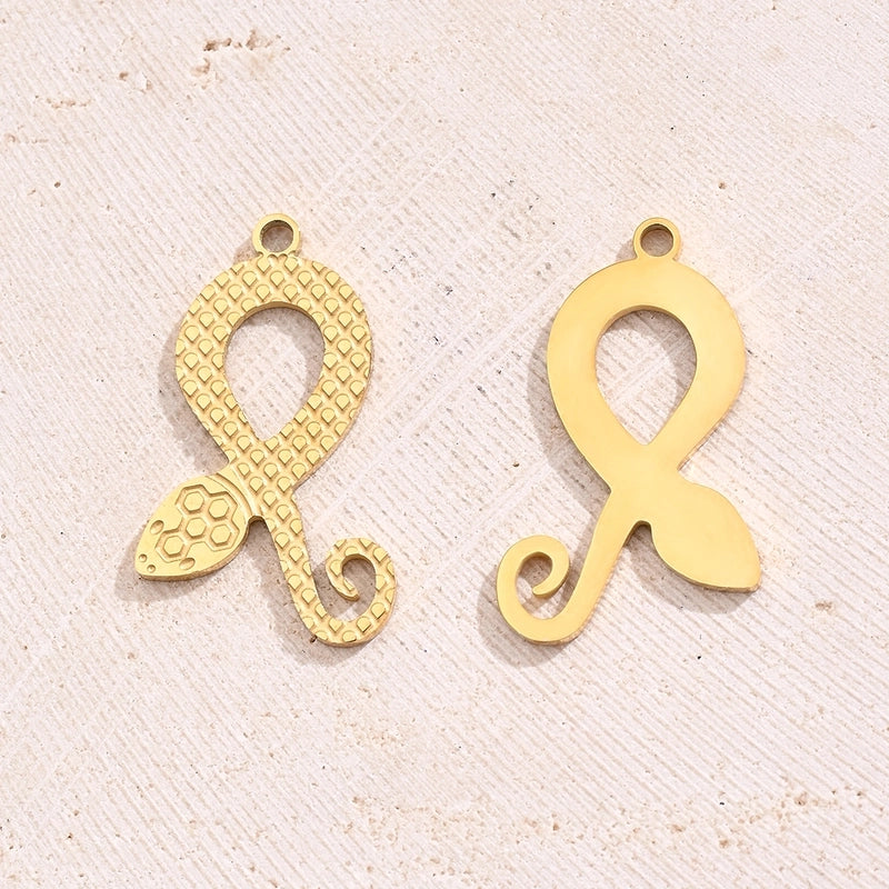 1 Piece 10x9mm 16x13mm 22x13mm Hole 1~1.9mm 304 Stainless Steel 18K Gold Plated Swan Footprint Snake Polished Jewelry Accessories Pendant