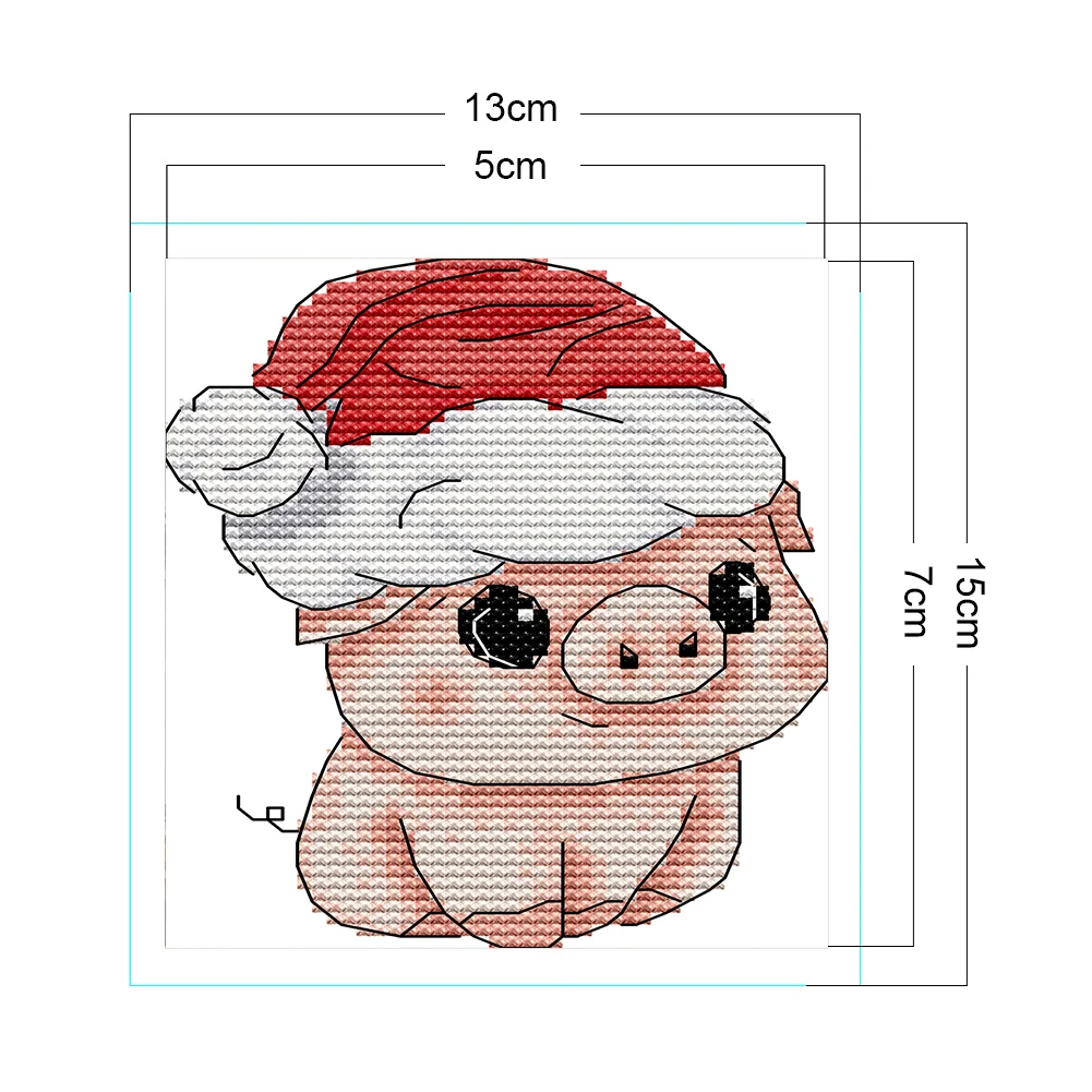 14CT Partial Printed Cross Stitch - Christmas Pig(13*15cm)