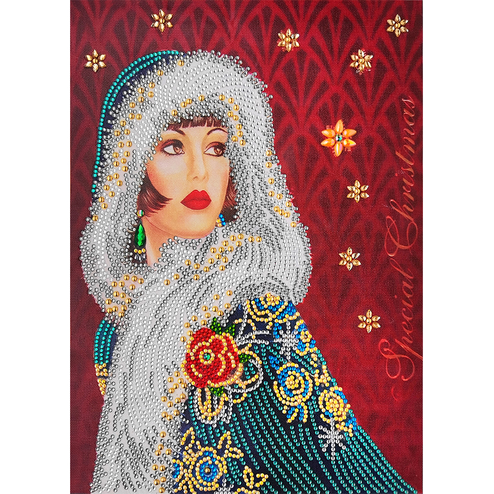 Elegant Women 30*40cm(canvas) partial special shaped drill diamond painting