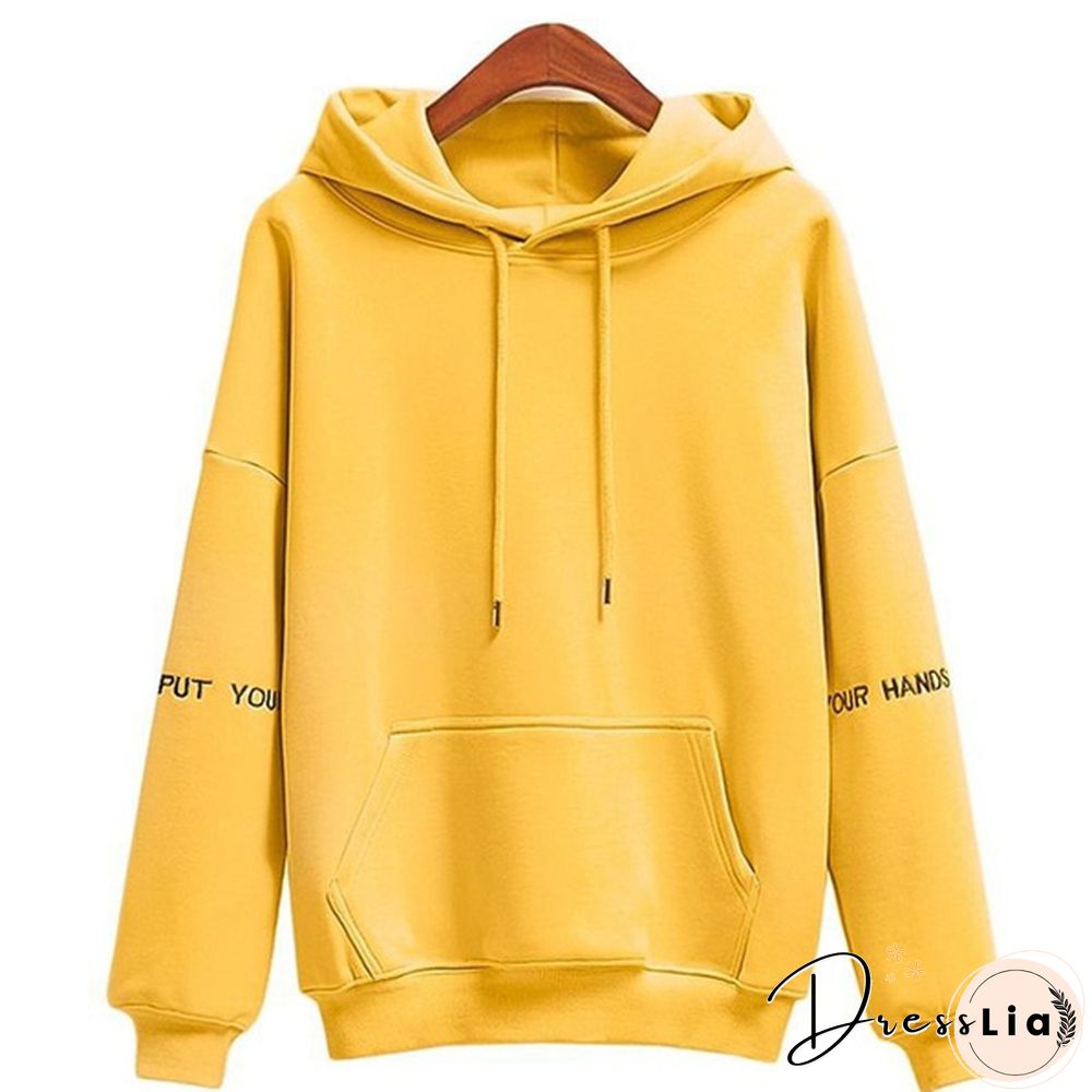 Women Fashion Corduroy Hoodies Female Solid Color Embroidery Hooded Tops Tracksuit