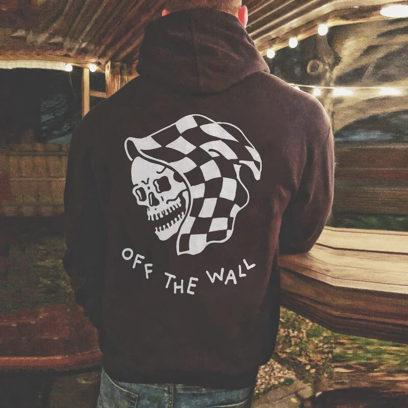 UPRANDY Off The Wall Letters Skull Printed Men's Hoodie -  UPRANDY